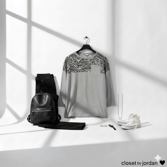 PINK Victoria's Secret Tops - PINK Victoria’s Secret Zebra Print Long Sleeve Tee – Casual Graphic